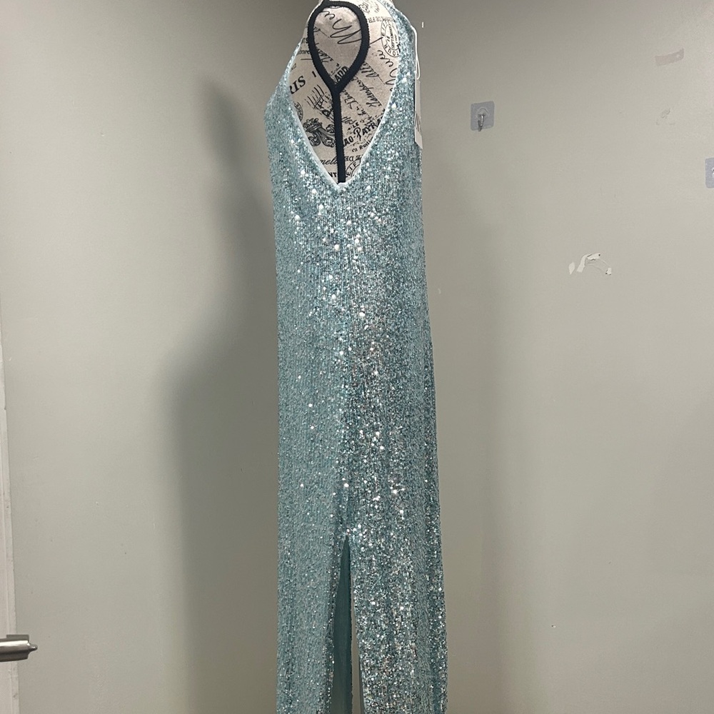 Zara Light Blue Sequin Maxi Dress